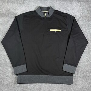 Charles Connor Shirt Men's Medium Black Long Sleeve 1/4 Zip Supima Cotton Blend